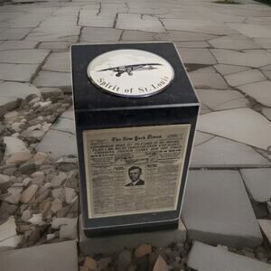 Lindbergh Flight Paperweight Vintage Marble 50th Anniversary Spirit Of St. Louis